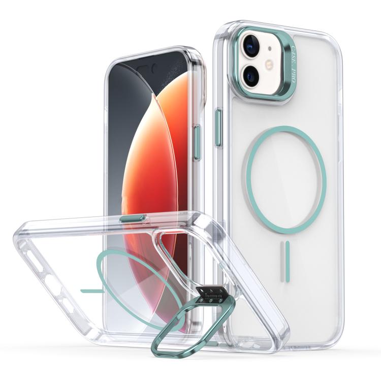 Funda para iPhone 12/12 Pro con marco de lente MagSafe transparente y brillante (azul)