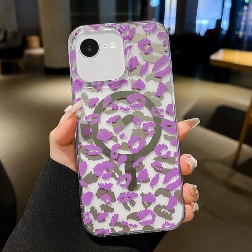 Funda MagSafe Leopard para iPhone 16e con laminado de doble cara IMD (morado)