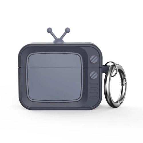 Funda protectora de silicona para auriculares Bluetooth AirPods Pro 2 Retro TV (gris oscuro)