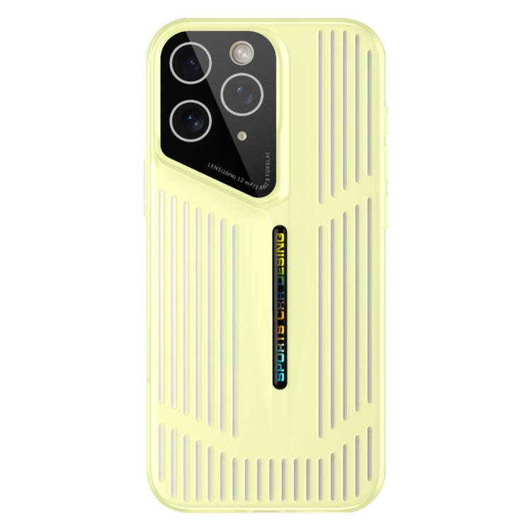 Funda para iPhone 11 Pro Max con disipación de calor, translúcida, esmerilada y hueca (amarilla)