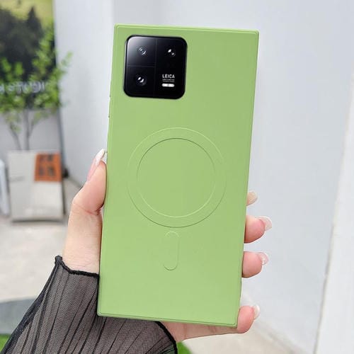 Funda magnética MagSafe de silicona líquida de color sólido para Xiaomi 13 (verde matcha)
