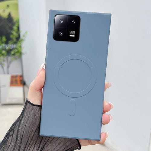 Funda magnética MagSafe de silicona líquida de color sólido para Xiaomi 13 (gris lavanda)