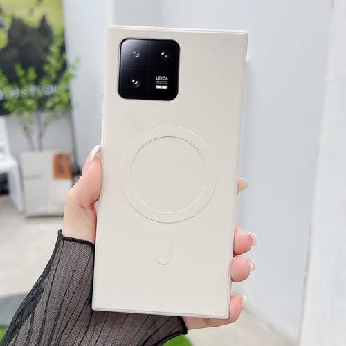 Funda magnética MagSafe de silicona líquida de color sólido para Xiaomi 13 Pro (blanco antiguo)