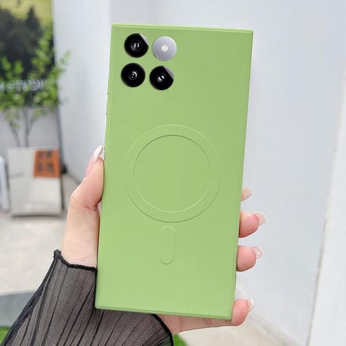 Funda magnética MagSafe de silicona líquida de color sólido para Xiaomi 14 Pro (verde matcha)
