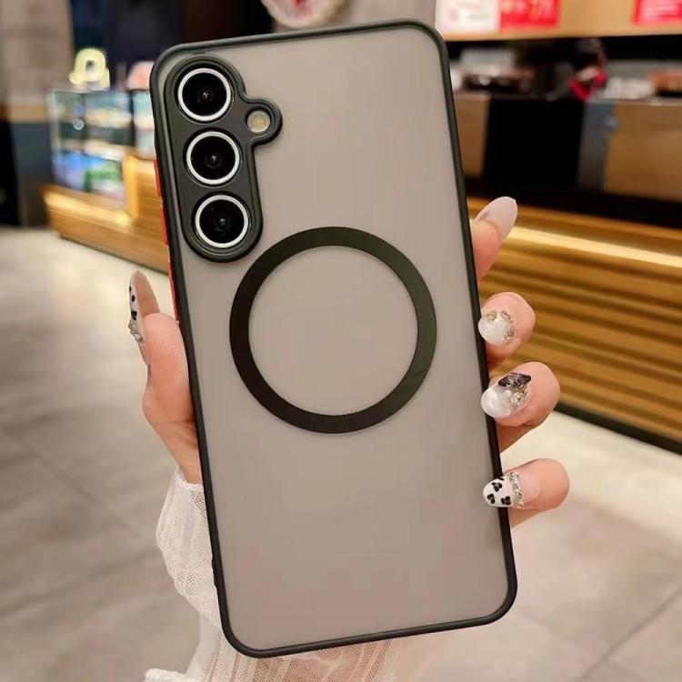 Funda MagSafe con diseño de ojo de águila y textura de piel para Samsung Galaxy A14 4G/5G (negra)