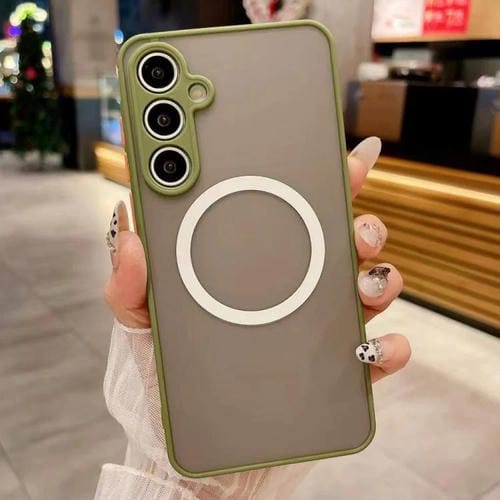 Funda MagSafe con diseño de ojo de halcón para Samsung Galaxy A16 4G/5G (verde militar)