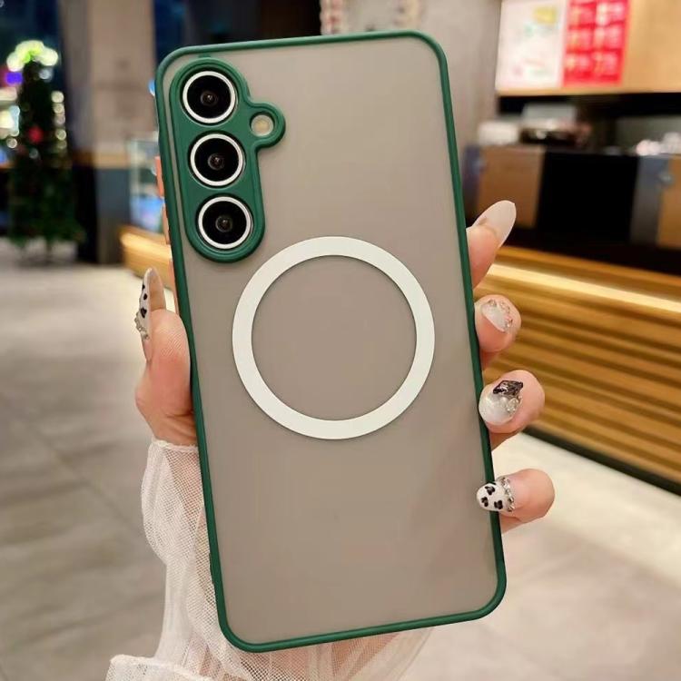 Funda MagSafe con diseño de ojo de halcón para Samsung Galaxy A25 4G/5G (verde oscuro)