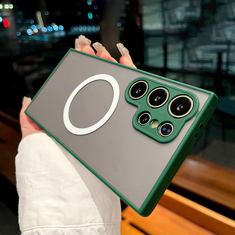 Funda MagSafe con diseño de ojo de águila para Samsung Galaxy S21 Ultra 5G (verde oscuro)