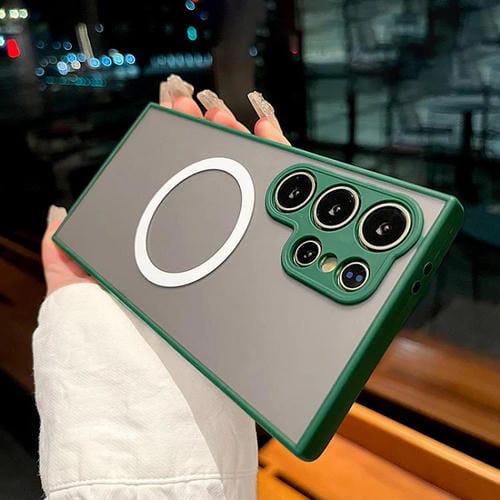 Funda MagSafe con diseño de ojo de águila para Samsung Galaxy S21 Ultra 5G (verde oscuro)