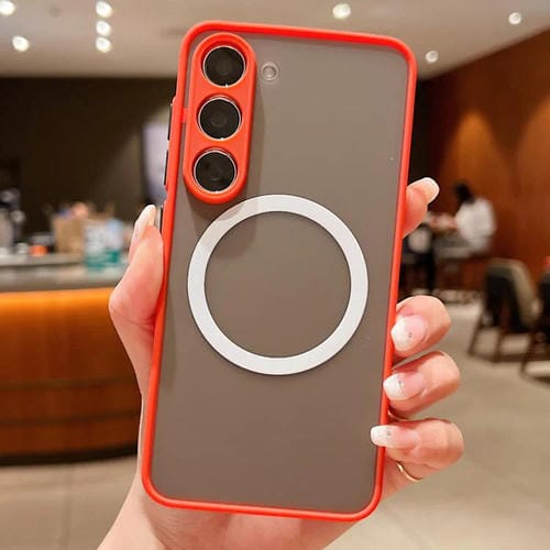 Funda MagSafe con diseño de ojo de águila y tacto suave para Samsung Galaxy S22+ 5G (roja)