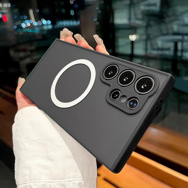Funda MagSafe con diseño de ojo de águila y textura para Samsung Galaxy S22 Ultra 5G (negra)