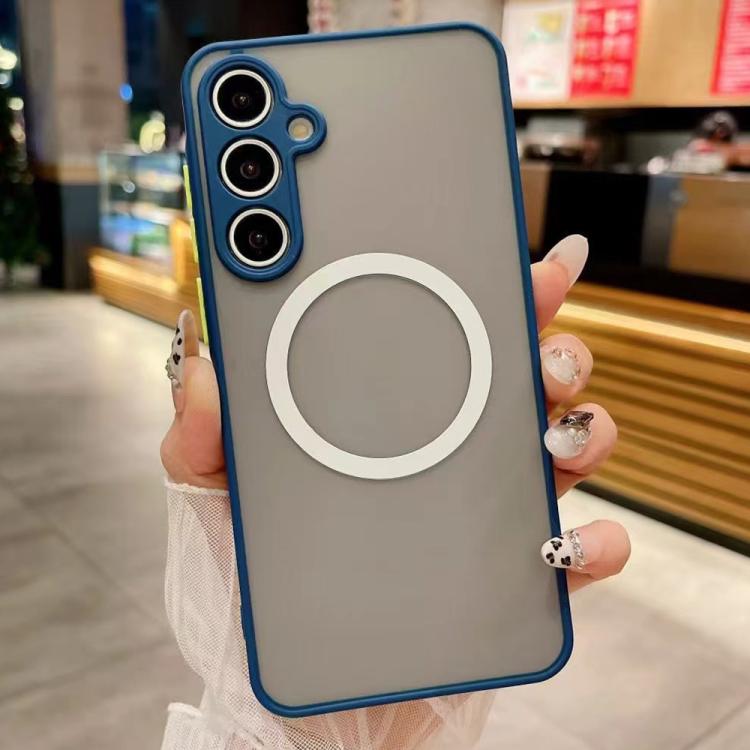 Funda MagSafe con diseño de ojo de águila y textura para Samsung Galaxy S23 FE 5G (azul rey)