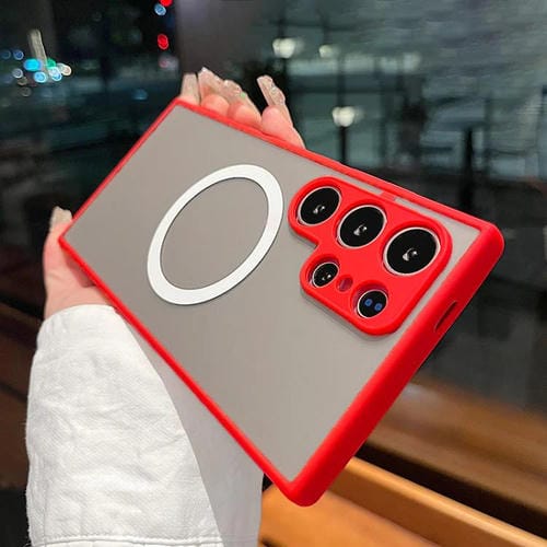 Funda MagSafe con diseño de ojo de águila y textura para Samsung Galaxy S25 Ultra 5G (roja)