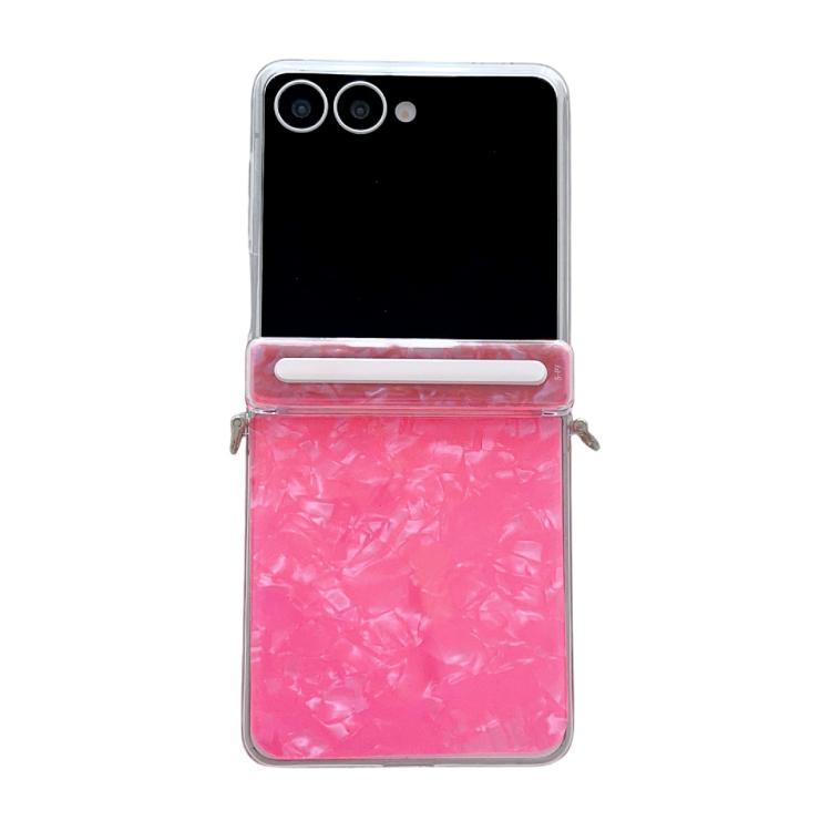 Funda para Samsung Galaxy Flip7 5G con textura perlada y hebilla lateral (rojo)