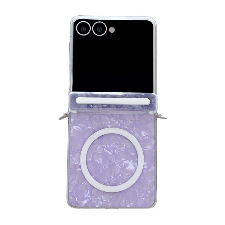 Funda MagSafe con textura perlada y hebilla lateral para Samsung Galaxy Flip7 5G (morado)