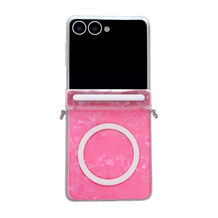 Funda MagSafe con textura perlada y eje de hebilla lateral para Samsung Galaxy Flip7 5G (roja)