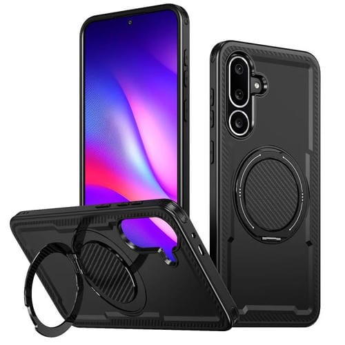Funda metálica con rotación de 360 grados y MagSafe para Samsung Galaxy M56 5G/F56 5G (negra)