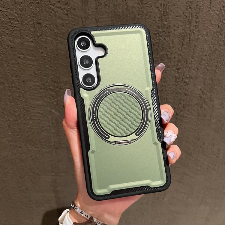 Funda metálica con rotación de 360 grados y MagSafe para Samsung Galaxy S25/S24 5G (verde oliva)