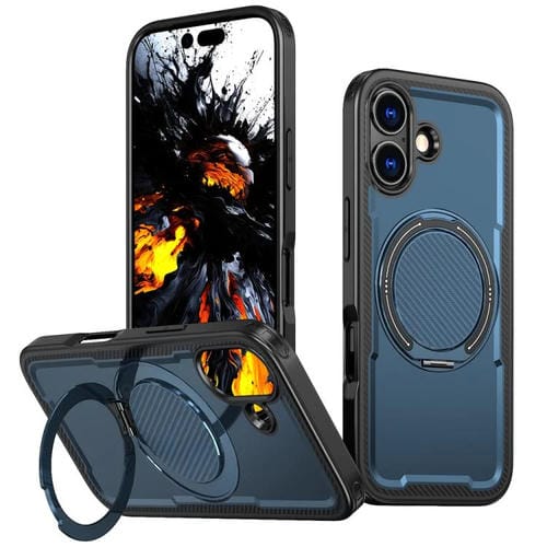 Funda metálica MagSafe con rotación de 360 grados para iPhone 17 (azul marino)