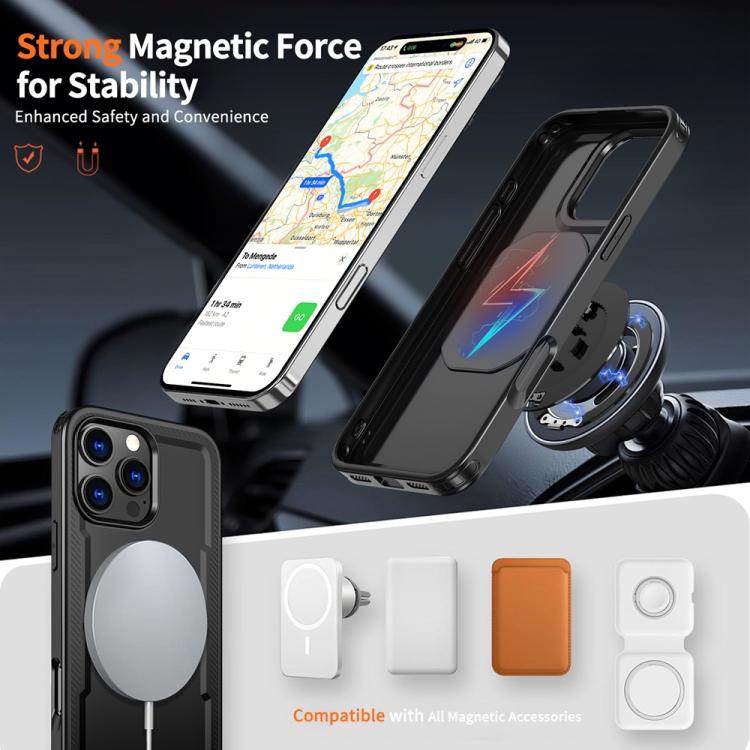 Funda metálica MagSafe con rotación de 360 grados para iPhone 16 Pro (negra)