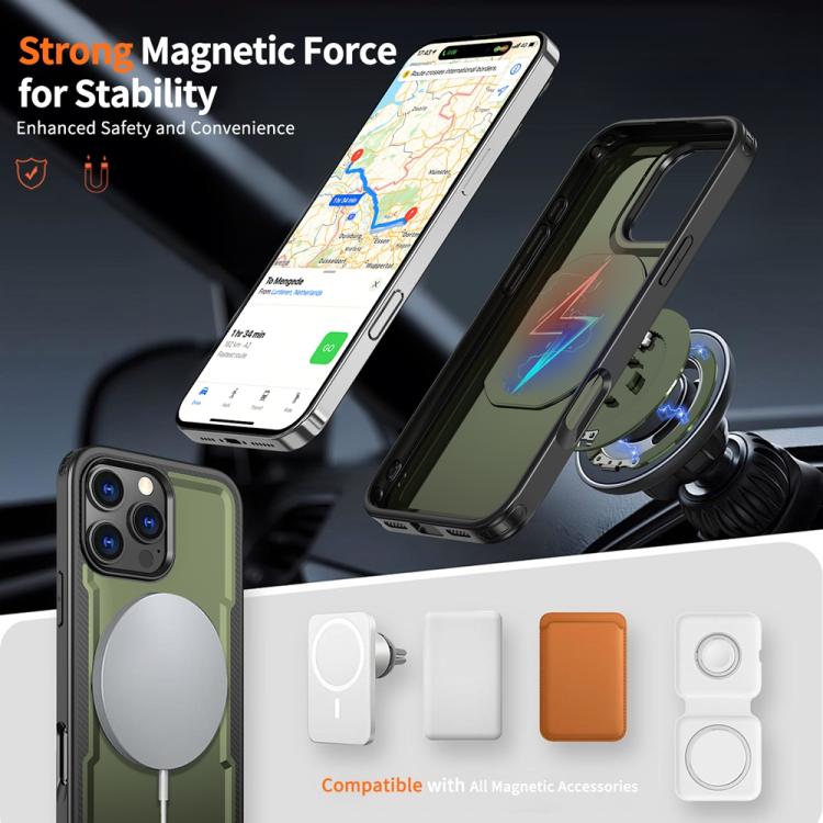 Funda metálica MagSafe con rotación de 360 grados para iPhone 16 Pro (verde oliva)