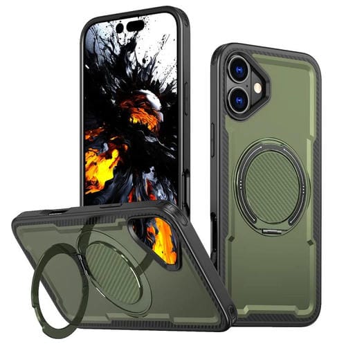 Funda metálica MagSafe con rotación de 360 grados para iPhone 16 Plus (verde oliva)