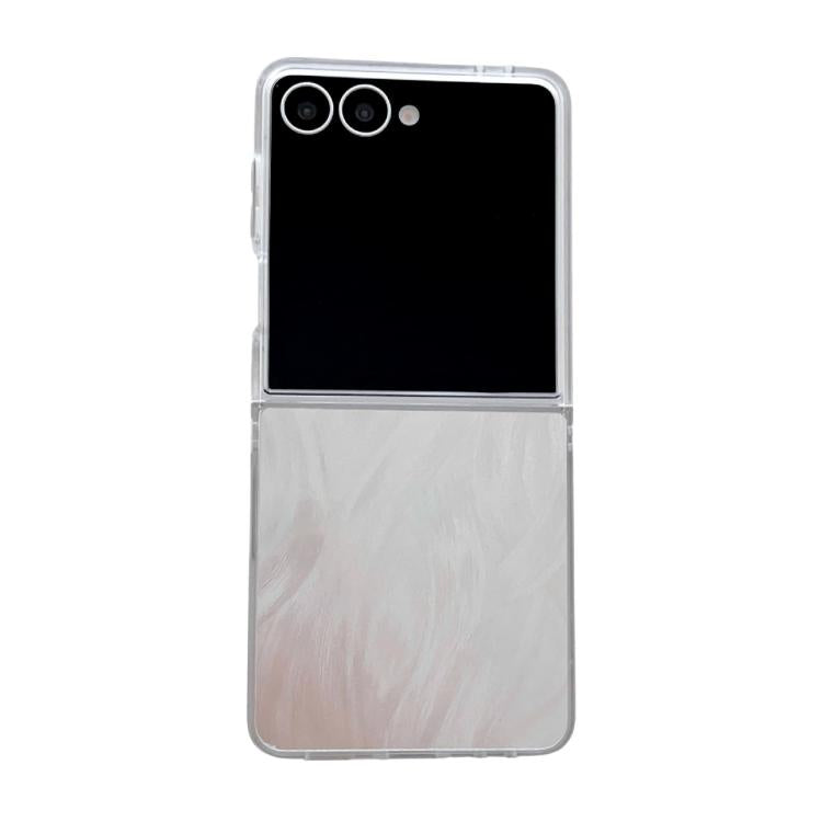 Funda plegable de PC con borde transparente para Samsung Galaxy Z Flip7 5G (hilo de plumas)