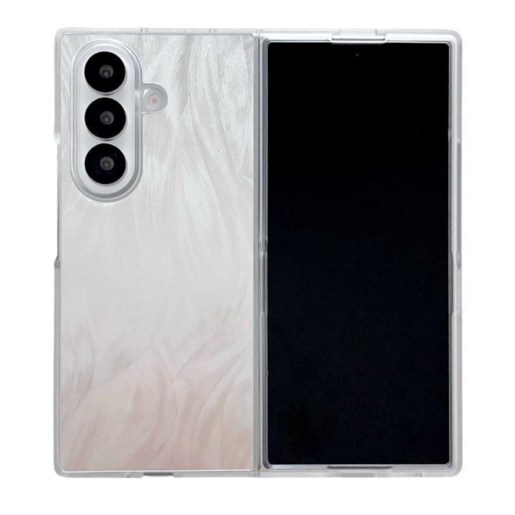Funda plegable de PC con borde transparente para Samsung Galaxy Z Fold7 5G (hilo de plumas)