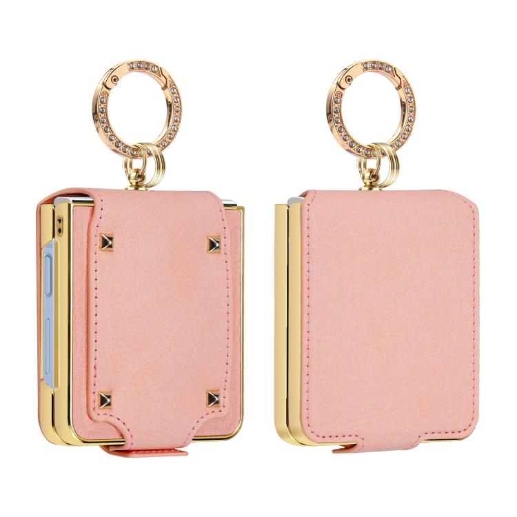 Funda de piel sintética colorida VIETAO con anilla para Samsung Galaxy Z Flip7 (rosa)