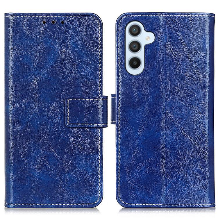 Funda de cuero con textura retro de caballo loco para Samsung Galaxy S25 FE 5G (azul)