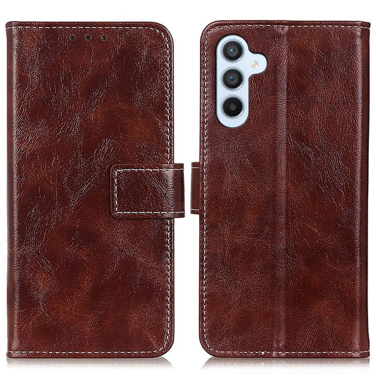 Funda de cuero con textura retro de caballo loco para Samsung Galaxy S25 FE 5G (marrón)