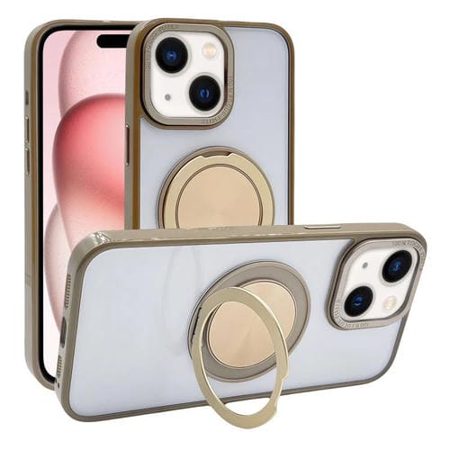 Funda MagSafe semitransparente con rotación de 360 grados para iPhone 15 (dorado desierto)