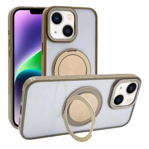 Funda MagSafe semitransparente con rotación de 360 grados para iPhone 14/13 (dorado desierto)