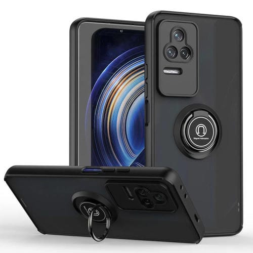 Funda de TPU + PC con anillo para Redmi K50 Q Shadow 1 Series (Negro + Negro)