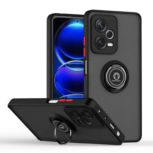 Funda de TPU + PC con anillo para Redmi Note 12 Pro 5G Global Q Shadow 1 Series (negro y rojo)