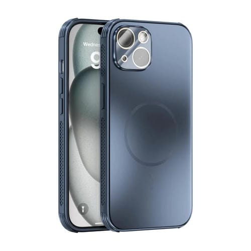 Funda ABEEL MagSafe esmerilada con disipación de calor y película para lente para iPhone 14 (azul oscuro)