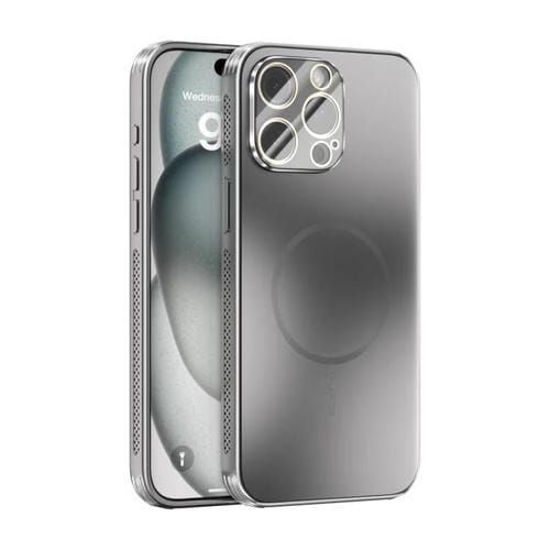 Funda ABEEL MagSafe esmerilada con disipación de calor y película para lente para iPhone 13 Pro Max (plateada)