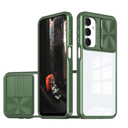 Funda deslizante de acrílico transparente + PC + TPU para Samsung Galaxy A16 5G (verde oliva)