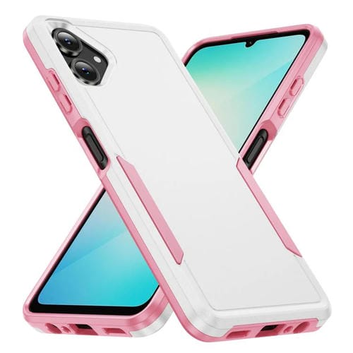 Funda Pioneer Armor de PC y TPU resistente para Samsung Galaxy A06 4G/5G (blanco y rosa)