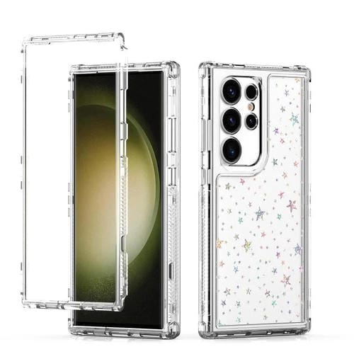 Funda de papel acrílico transparente con efecto láser para Samsung Galaxy S24 Ultra 5G (Estrellas)