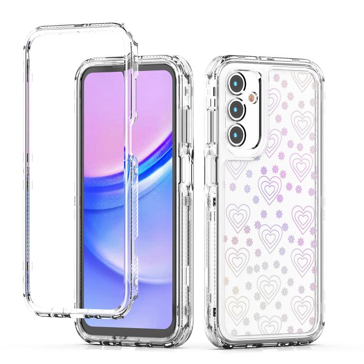 Funda de acrílico transparente con efecto láser para Samsung Galaxy A15 5G/4G (corazón)