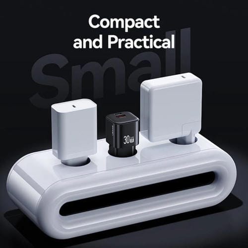 Cargador mini rápido USAMS CC263 de 30 W GaN USB-C/Tipo-C, con dos puertos USB, enchufe UE (negro)