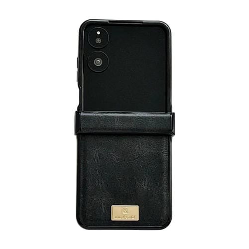 Funda de cuero de tres capas con textura Crazy Horse para Xiaomi Mix Flip 2 (negra)
