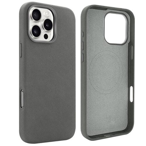 Funda VIETAO de piel sintética MagSafe de ante para iPhone 16 Pro (gris oscuro)