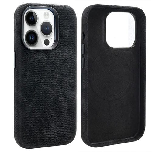 Funda VIETAO de cuero sintético con textura vaquera retro MagSafe para iPhone 13 Pro Max (negra)