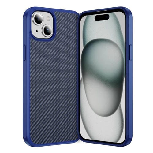 For iPhone 15 Carbon Fiber Texture Skin-feel MagSafe Phone Case(Blue)