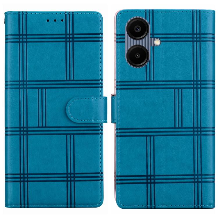 Funda de piel con relieve a cuadros para Samsung Galaxy A07 4G/5G (azul)