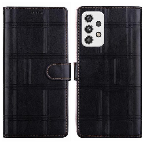 Funda de piel con relieve a cuadros para Samsung Galaxy A32 5G (negra)