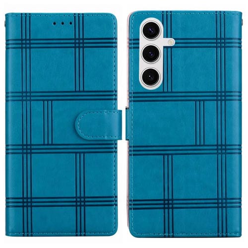 Funda de piel con relieve a cuadros para Samsung Galaxy S23+ 5G (azul)