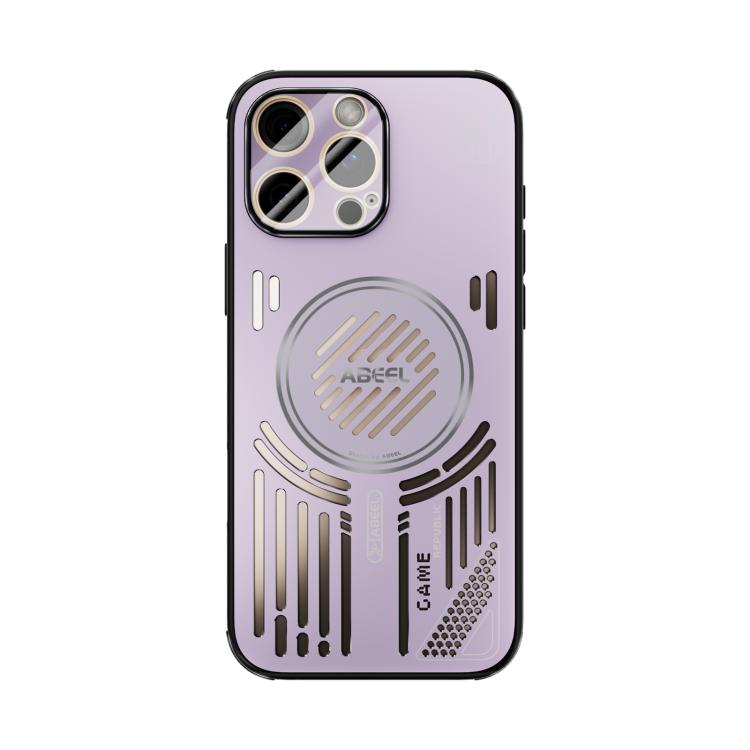 Funda ABEEL Ice Fox Series con disipador de calor Magsafe para iPhone 16 Pro Max (rosa y morado)